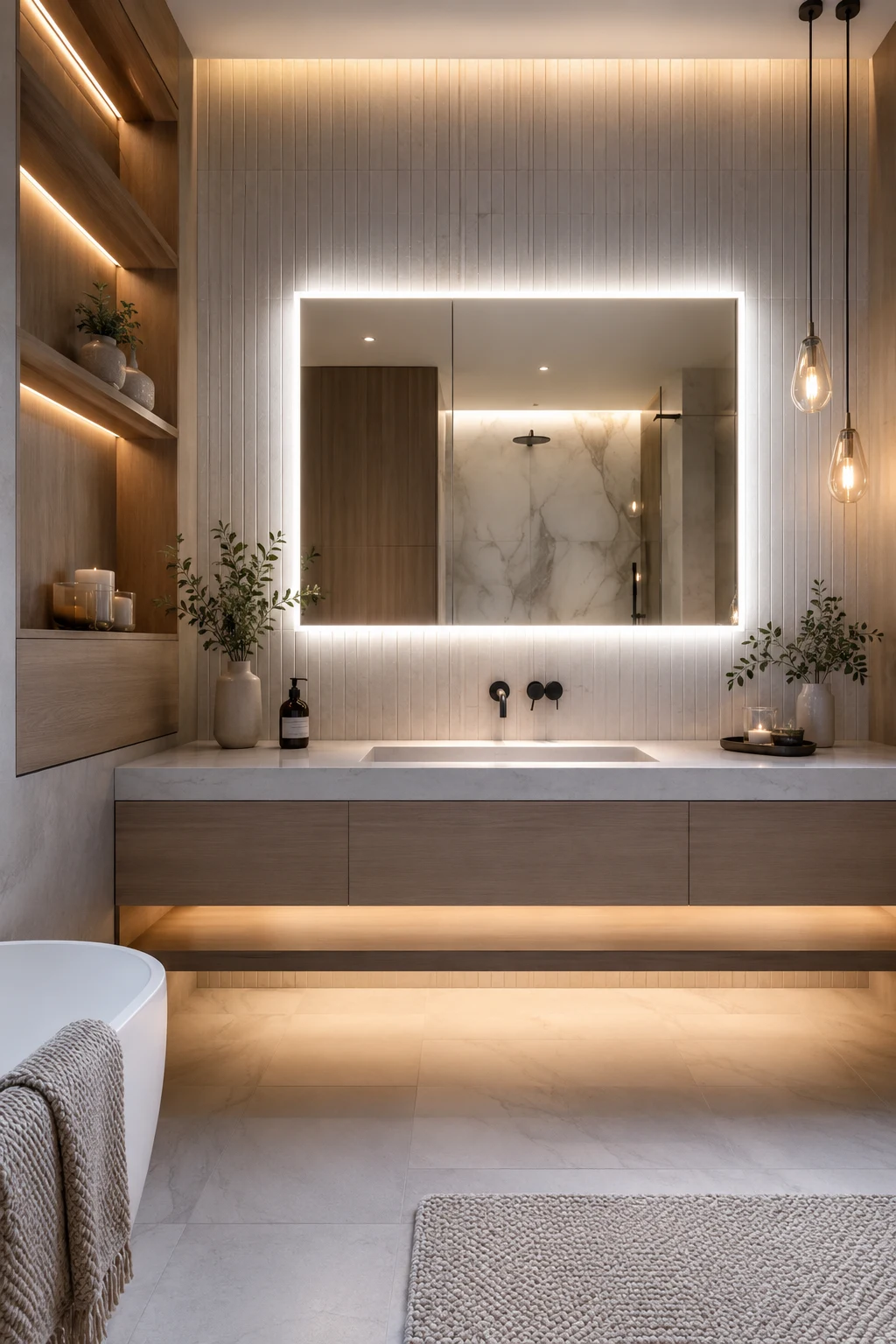 Layer Warm and Cool Lighting Around Your Bathroom Led Mirror — bathroom led mirror