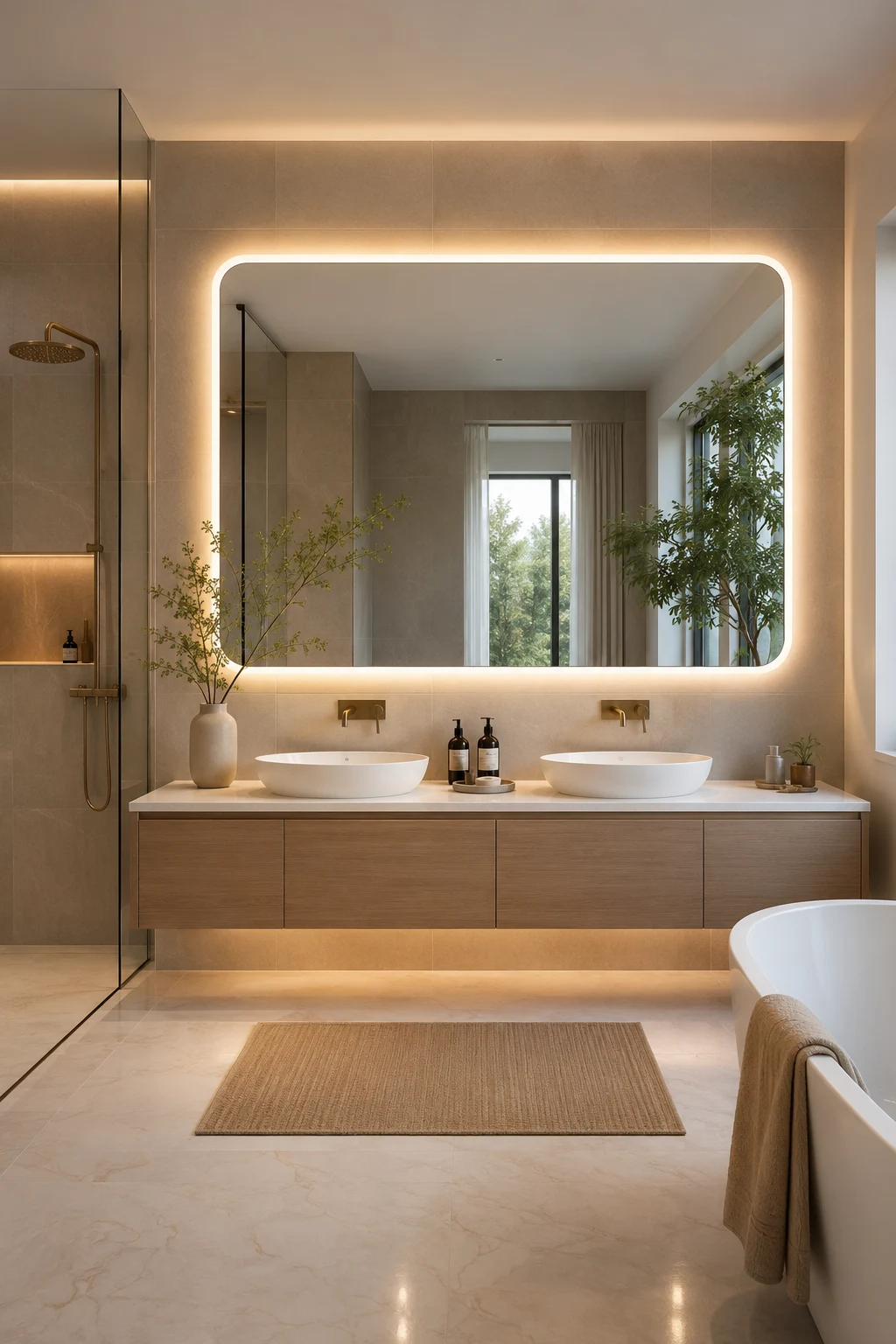 Make an Oversized Bathroom Led Mirror the Focal Point — bathroom led mirror