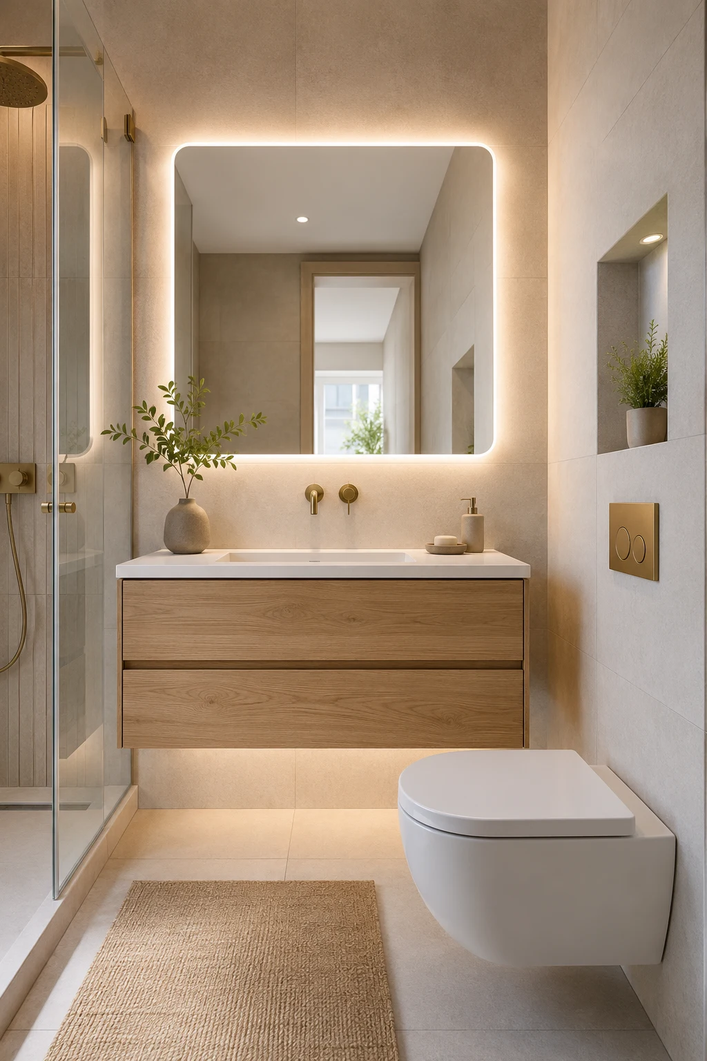 Brighten Small Bathrooms with a Floating Design — bathroom led mirror