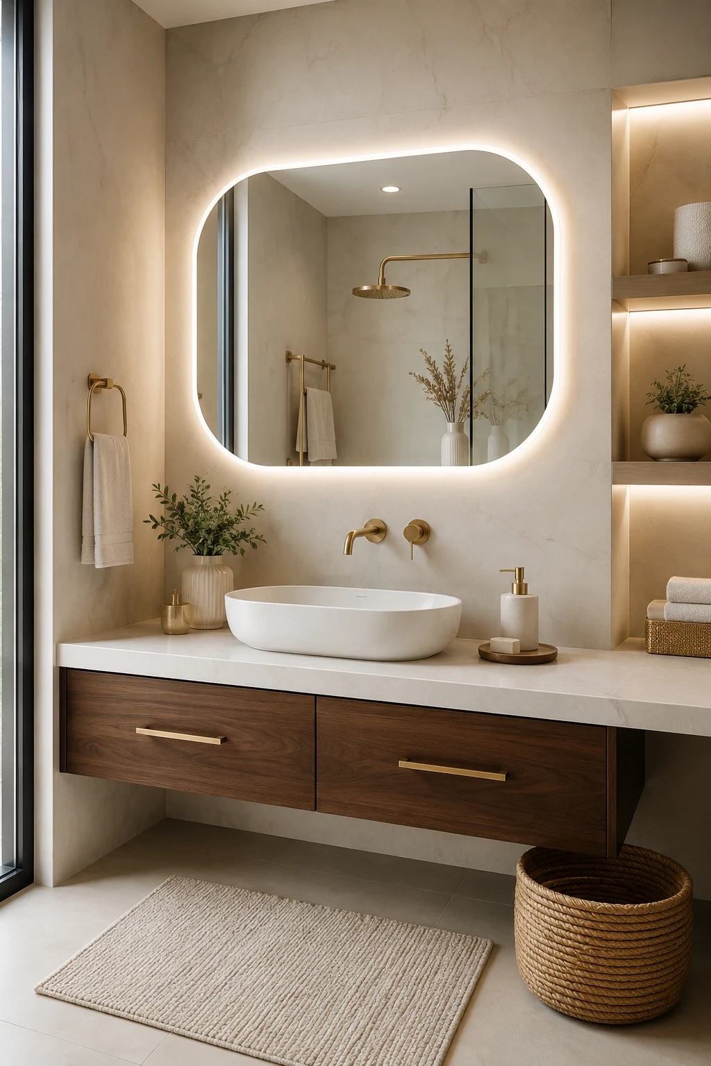 Coordinate Hardware and Accessories for a Designer Finish — bathroom led mirror
