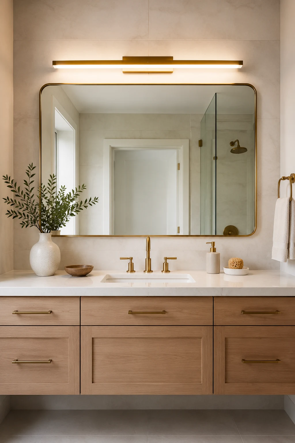Choose a Wide Linear Vanity Light for Even Bathroom Lighting Over Mirror — bathroom lighting over mirror