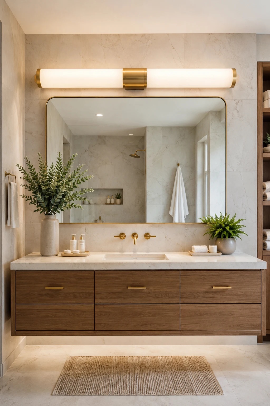 Make a Statement with Oversized Bathroom Lighting Over Mirror — bathroom lighting over mirror