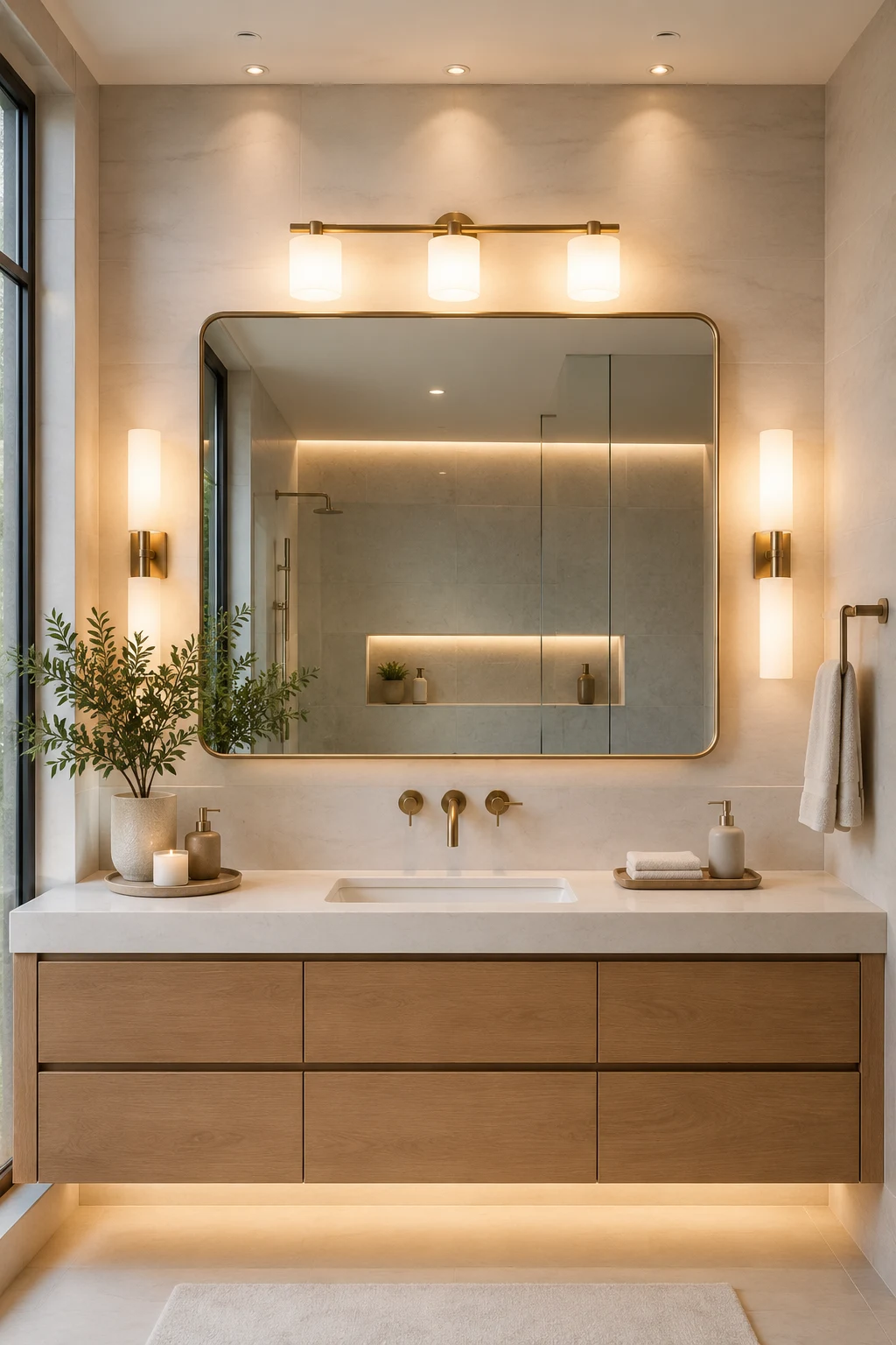 Layer Decorative Lighting with Functional Bathroom Lighting Over Mirror — bathroom lighting over mirror