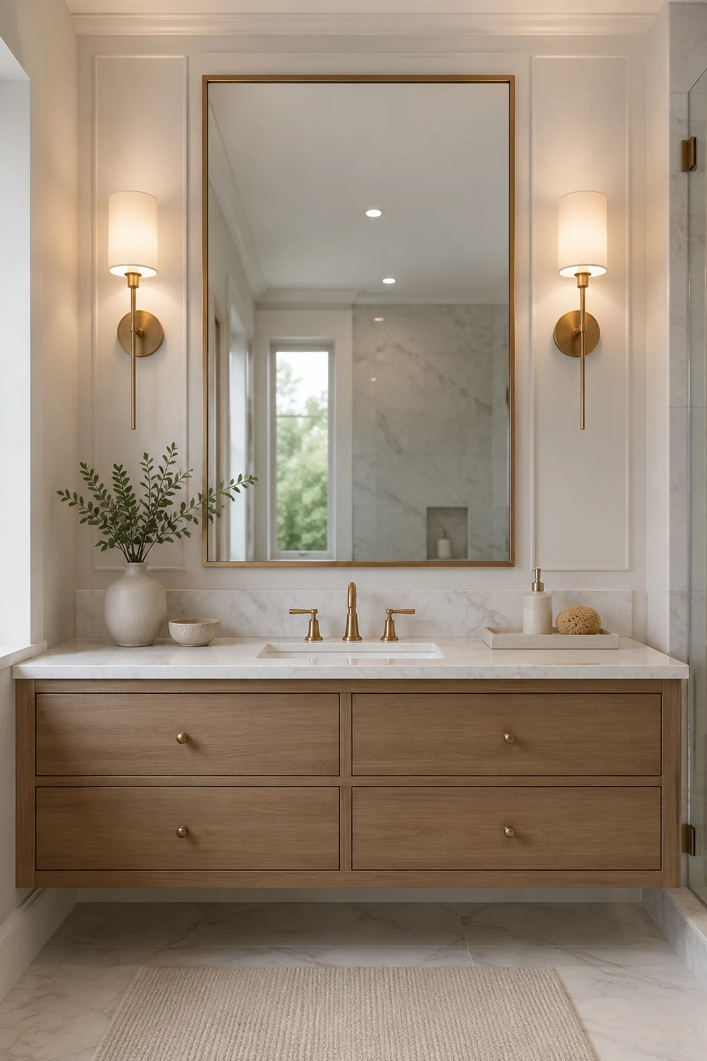 Frame a Large Mirror with Elegant Wall Sconces — bathroom mirror and lighting ideas
