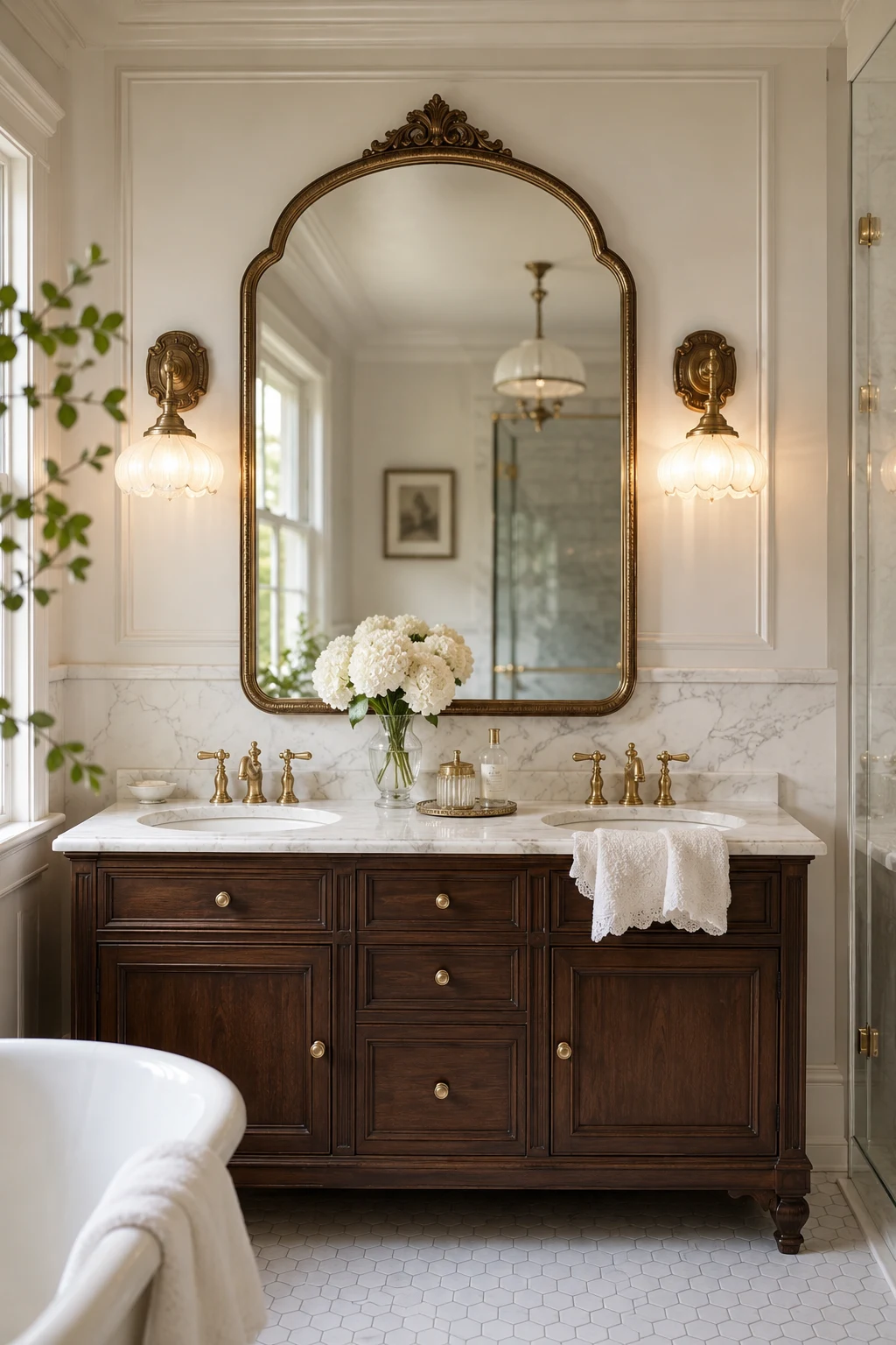 Use Vintage-Inspired Fixtures for Timeless Charm — bathroom mirror and lighting ideas