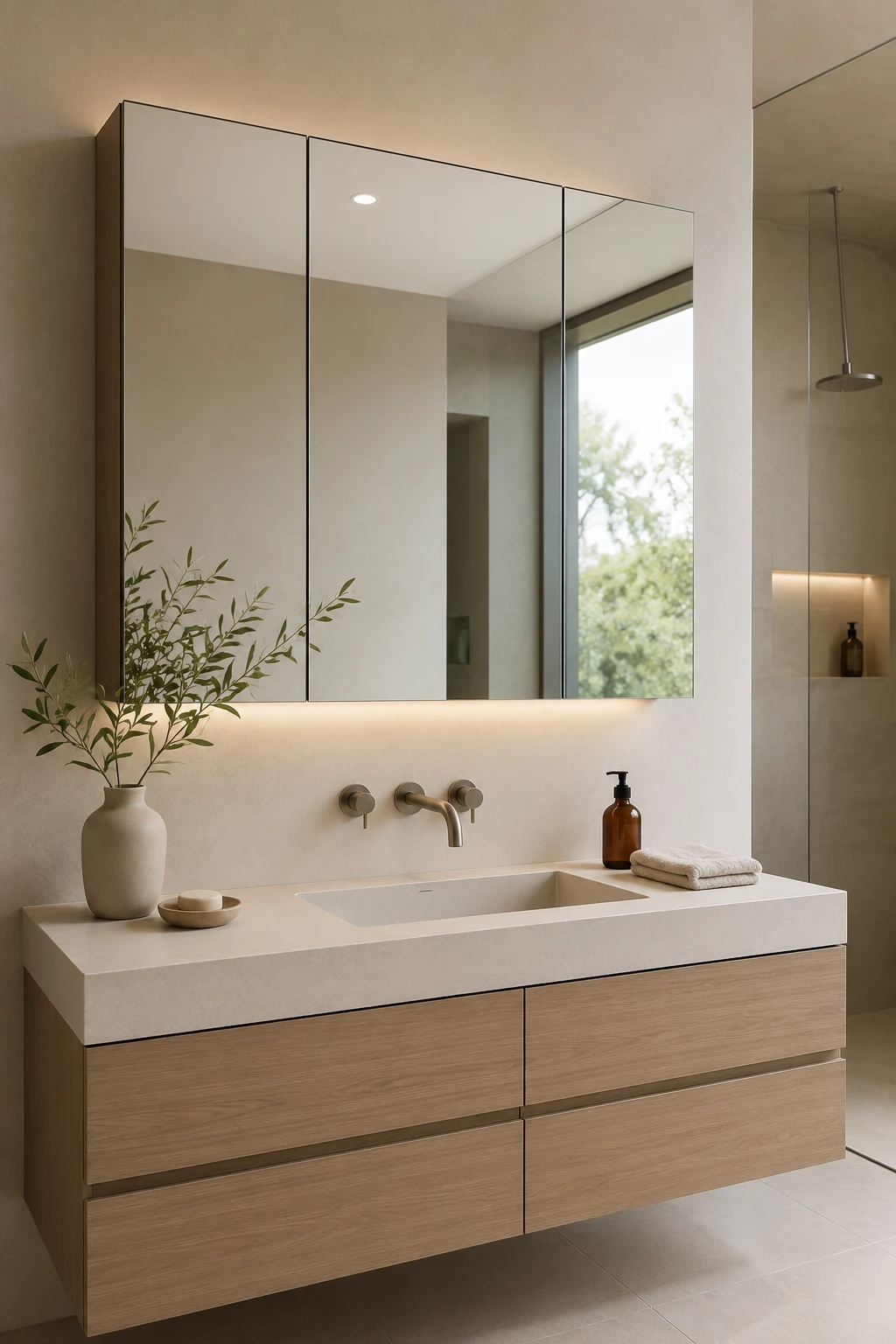 Modern Frameless Bathroom Mirror Cabinet for Minimalist Spaces β bathroom mirror cabinet