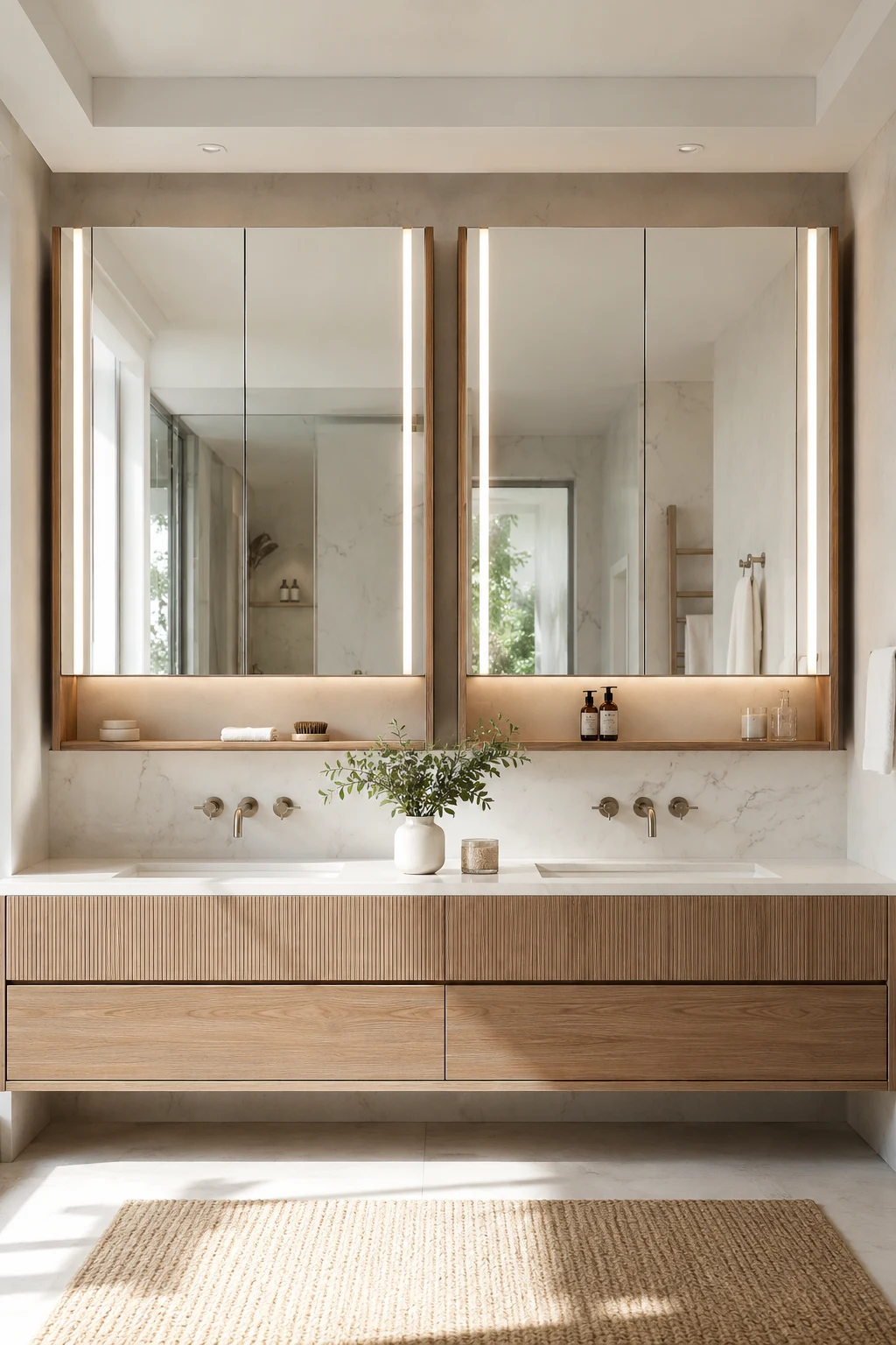 Double Bathroom Mirror Cabinet for Shared Vanities β bathroom mirror cabinet