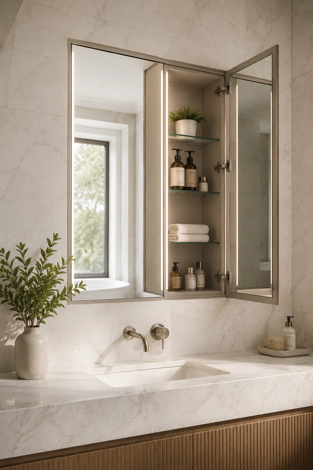 Recessed Bathroom Mirror Cabinet for a Custom Built-In Finish β bathroom mirror cabinet