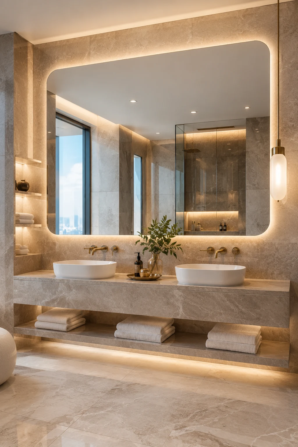 Go Oversized for a Luxury Hotel Feel — bathroom mirror design