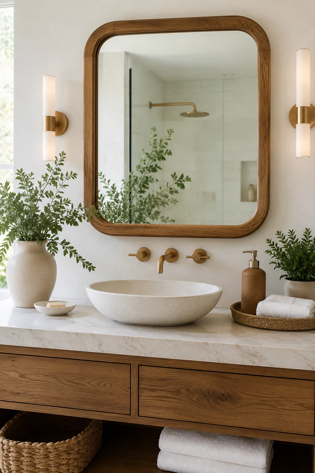Bathroom Mirror Ideas with Warm Natural Wood Frames — bathroom mirror ideas
