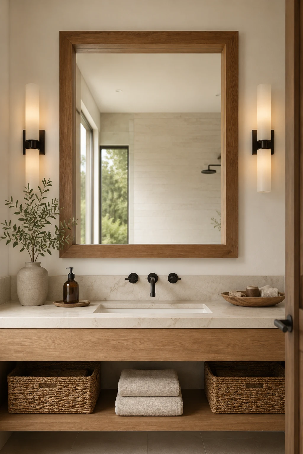 Wood-Framed Bathroom Mirror That Adds Warmth โ bathroom mirror