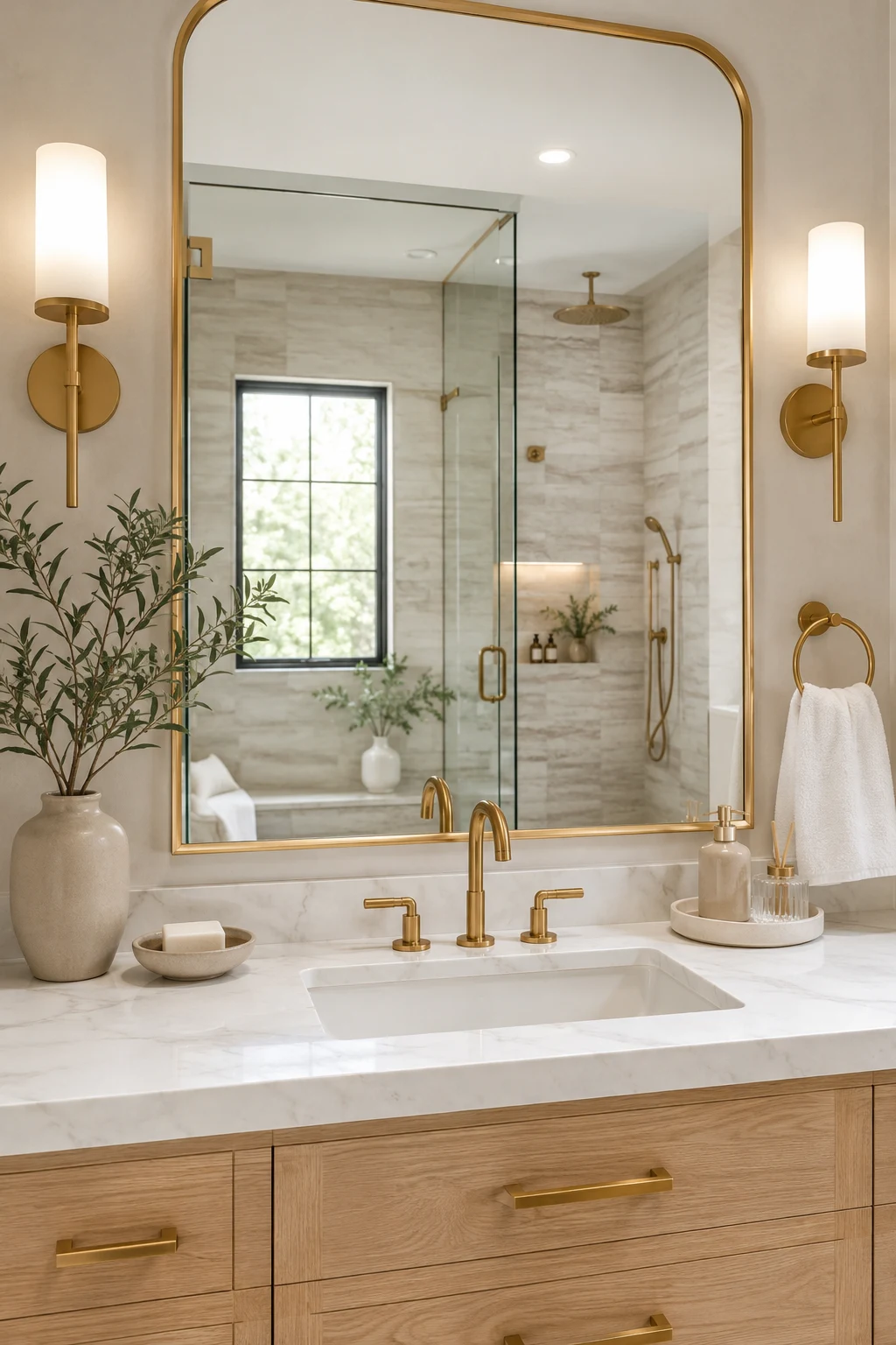 Use Coordinated Hardware to Elevate Your Bathroom Mirror Selfie โ bathroom mirror selfie