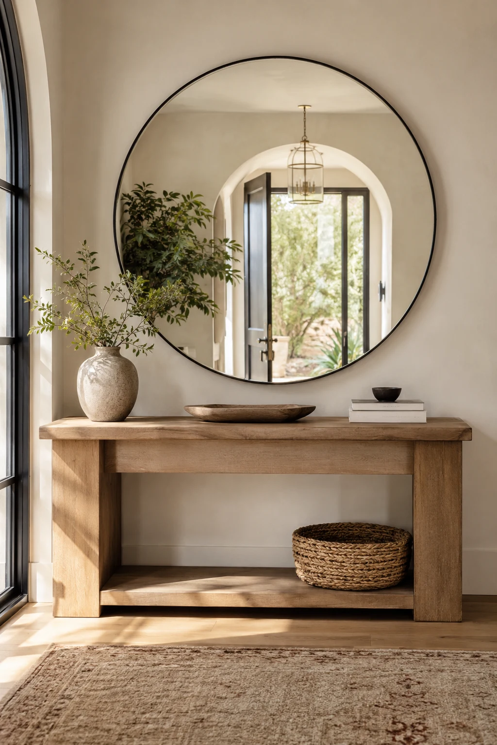 Brighten an Entryway with a Big Circle Mirror — big circle mirror