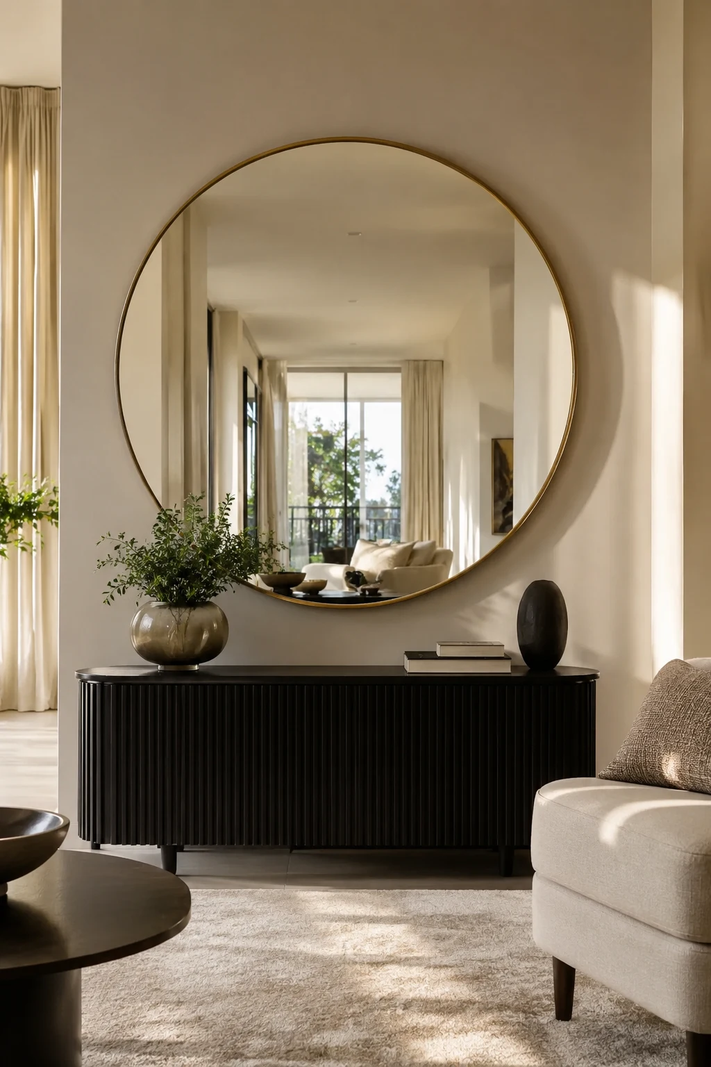 Use a Big Circle Mirror to Expand Small Spaces — big circle mirror