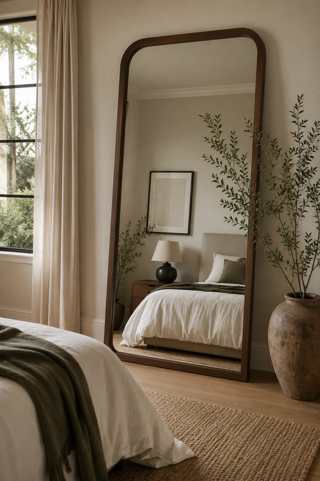 Lean a Big Floor Mirror Against the Bedroom Wall — big floor mirror