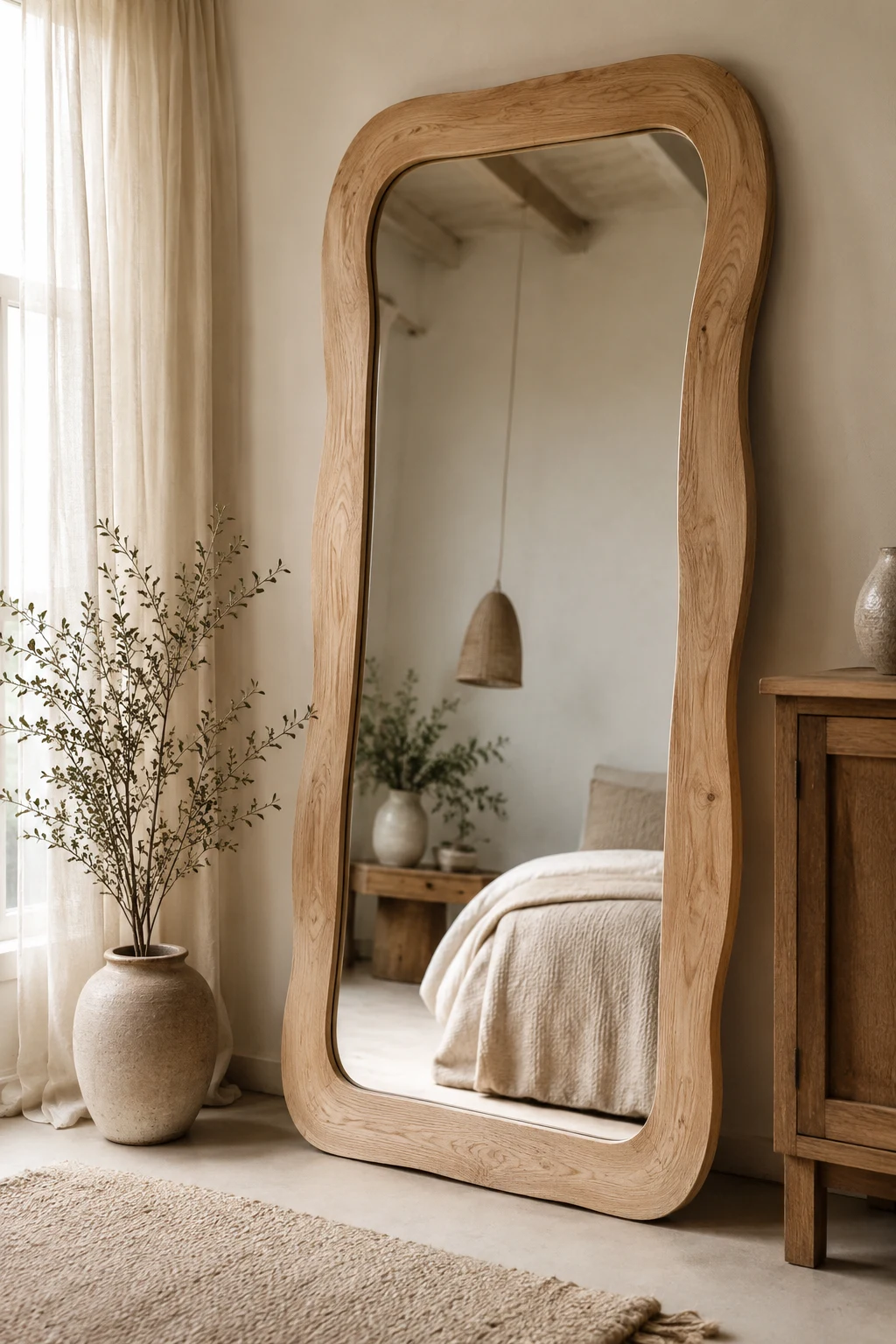 Choose a Natural Wood Big Floor Mirror for Cozy Interiors — big floor mirror