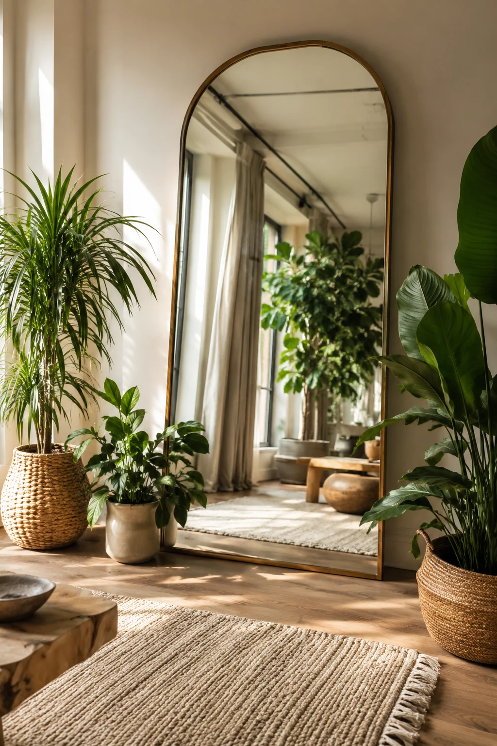Style a Big Floor Mirror Beside Indoor Plants — big floor mirror