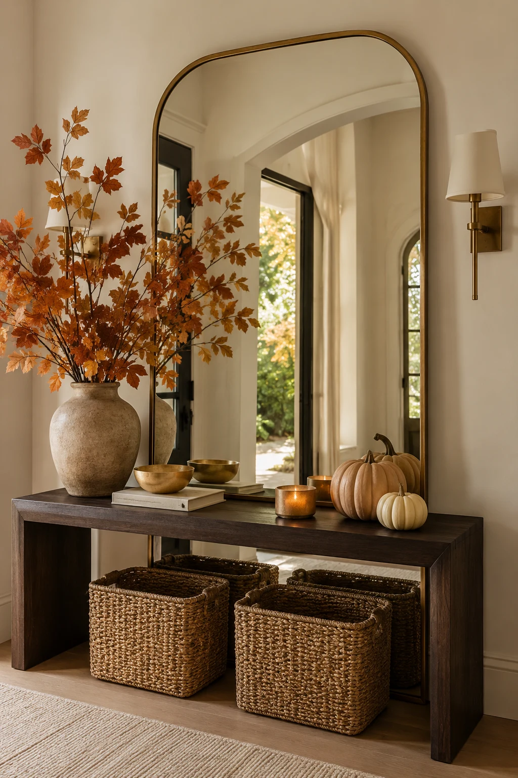 Style Your Big Mirror Entryway with Seasonal Decor — big mirror entryway