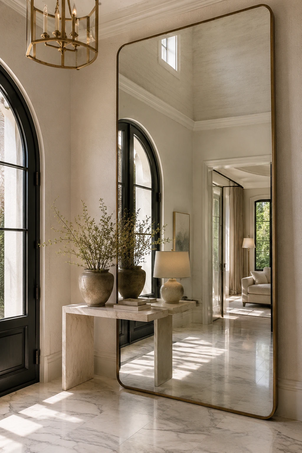 Make a Statement with Floor-to-Ceiling Scale — big mirror entryway