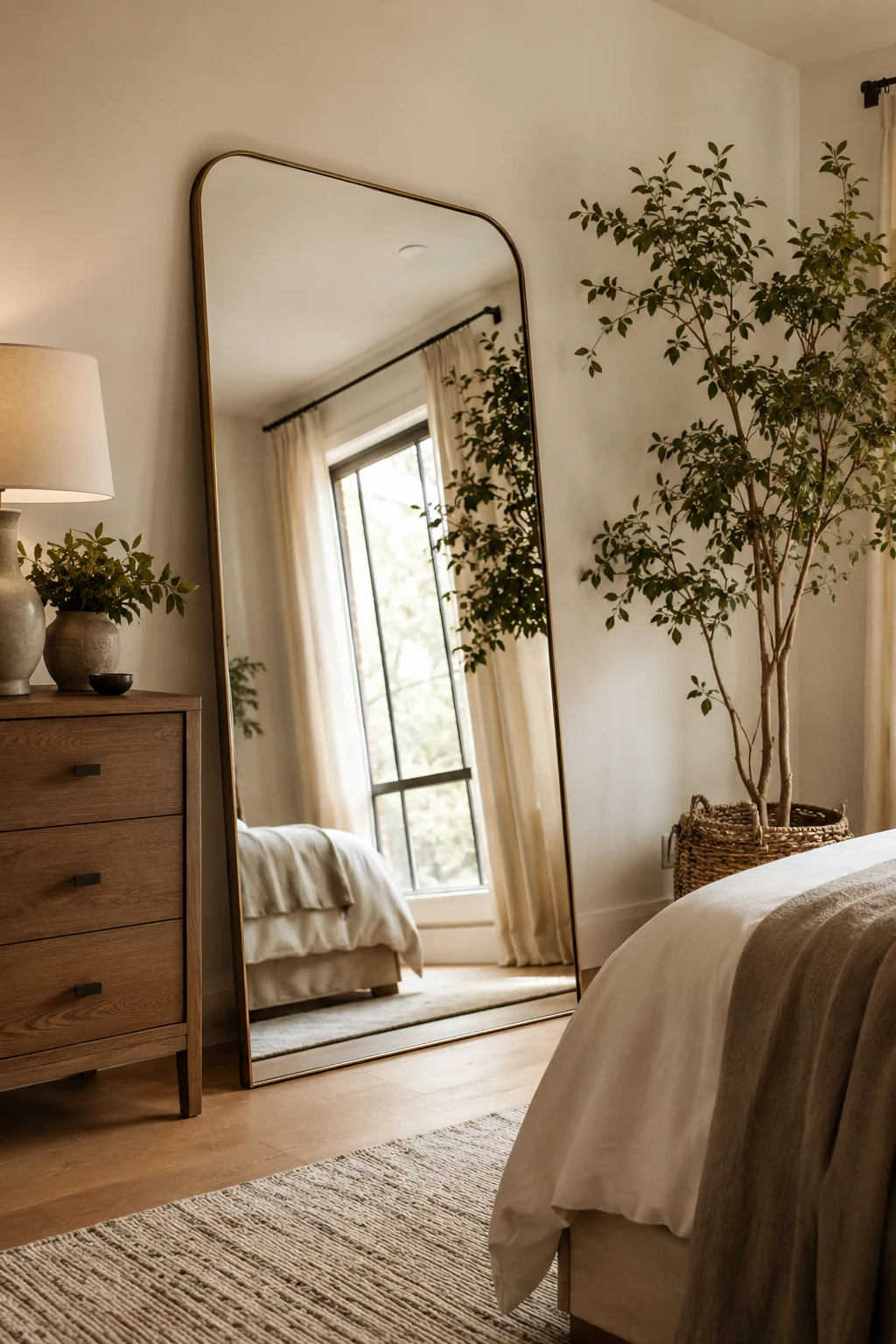 Lean a Full-Length Mirror for an Effortless Designer Look — big mirror in bedroom