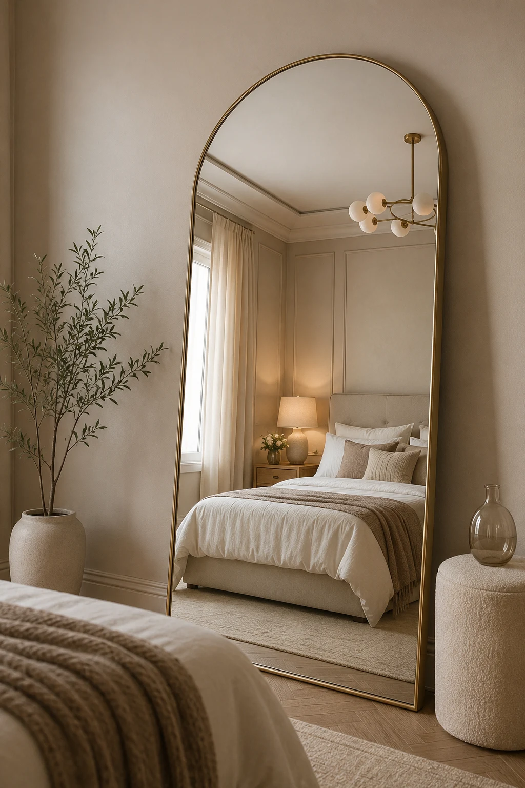 Reflect Beautiful Lighting Instead of Empty Walls — big mirror in bedroom