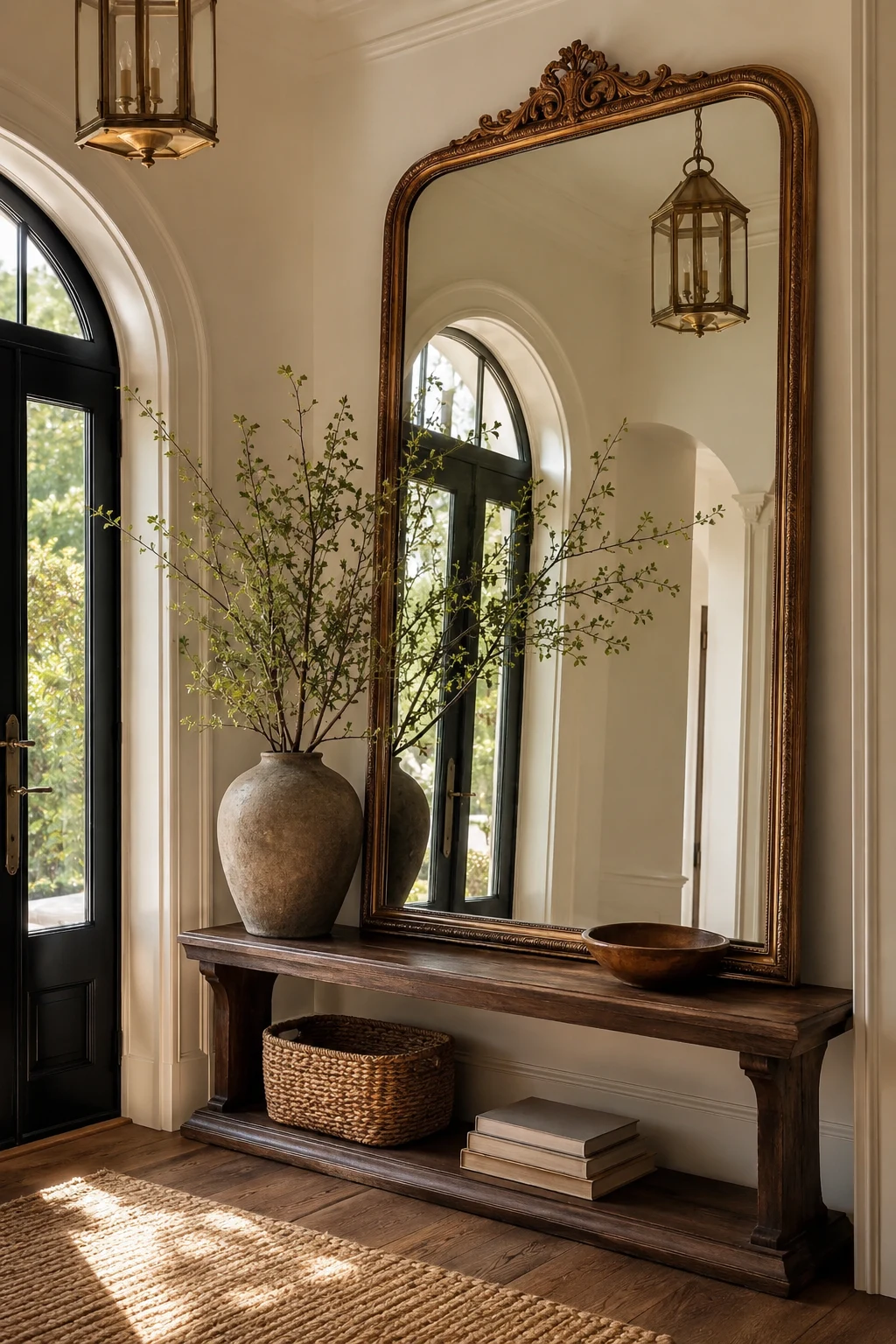 Brighten an Entryway with a Big Vintage Mirror β big vintage mirror