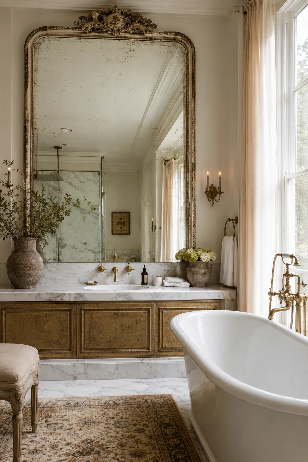 Add Classic Glamour to the Bathroom β big vintage mirror