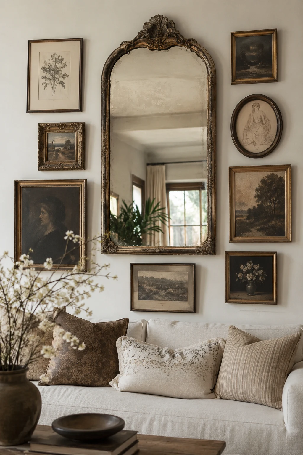 Style a Big Vintage Mirror in a Gallery Wall β big vintage mirror