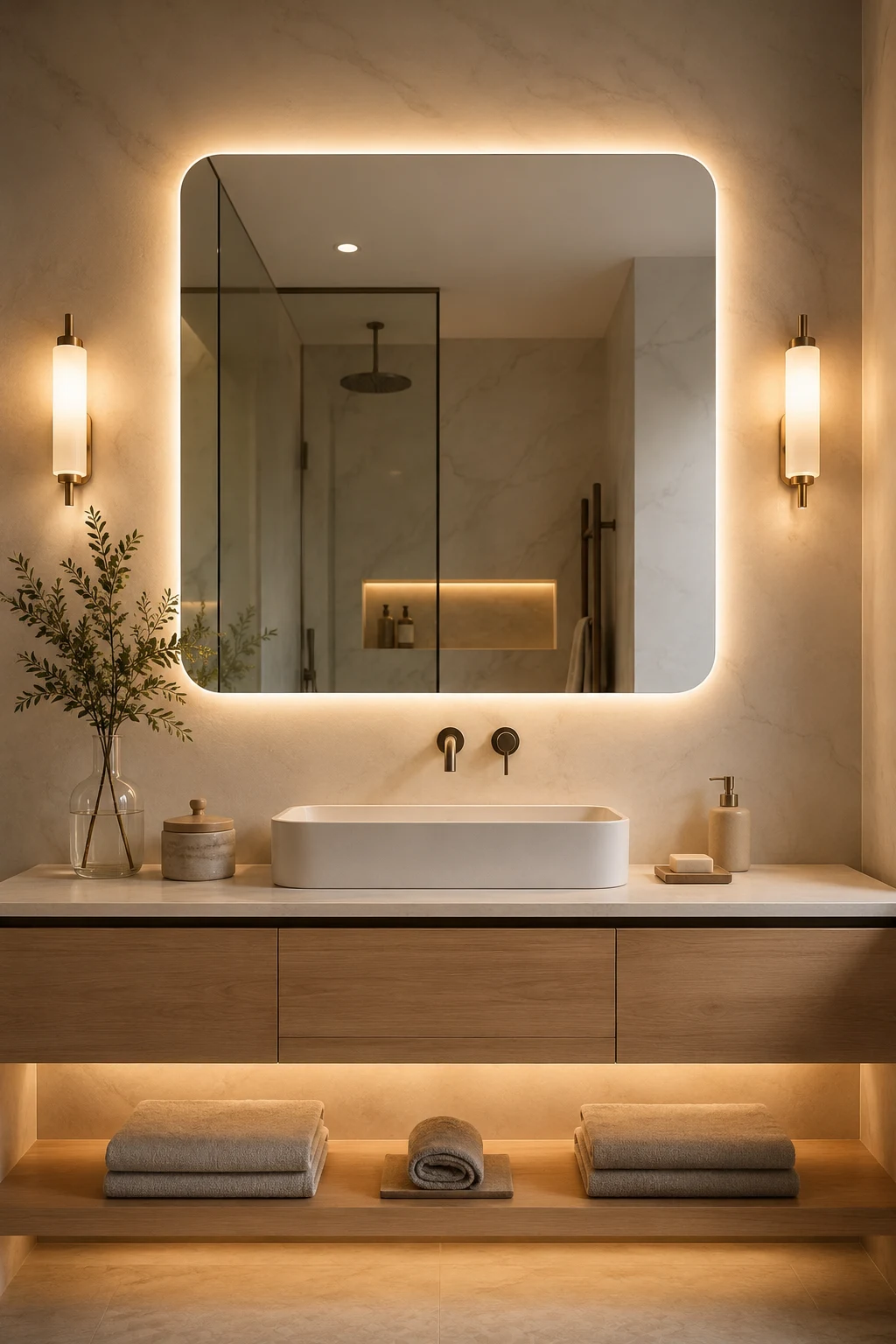 Add Warm Lighting with Adjustable Color Temperature — led bathroom mirror