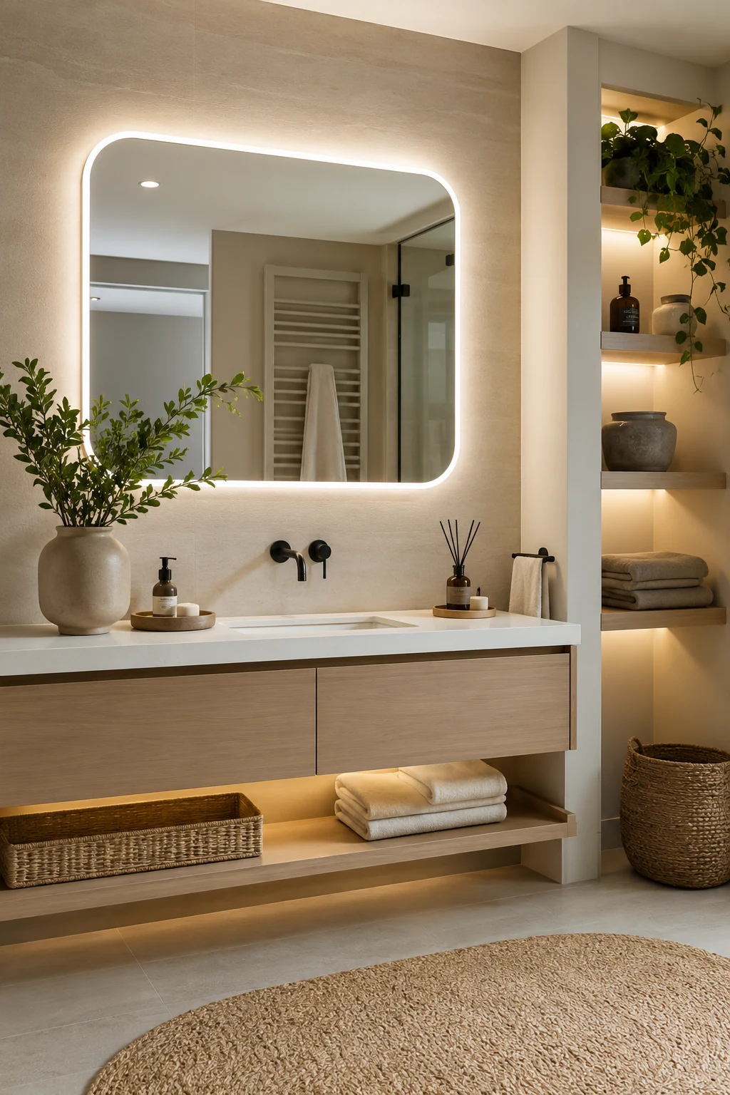 Finish the Space with Thoughtful Styling — led bathroom mirror