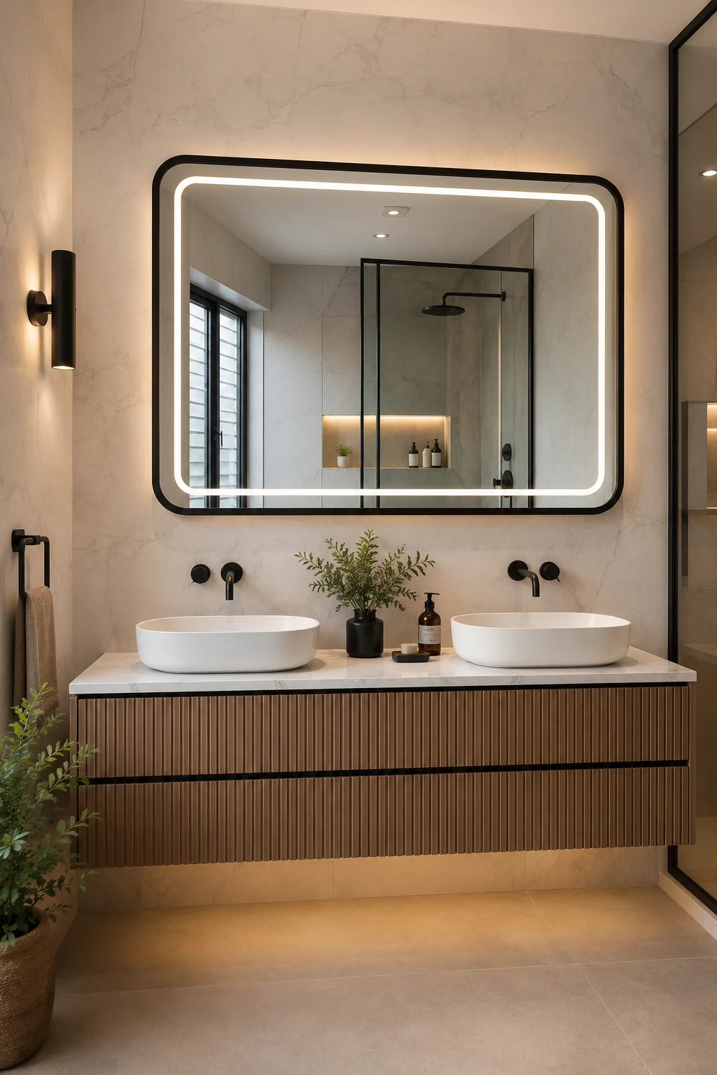 Go Bold with a Black-Framed LED Mirror Bathroom β led mirror bathroom