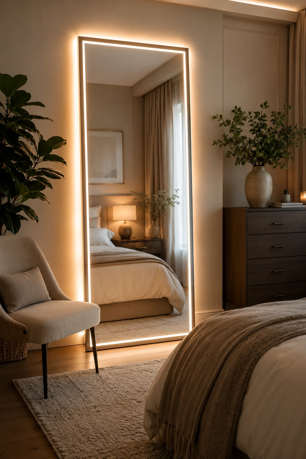 Create a Statement Wall with a Full-Length LED Mirror — led mirror bedroom