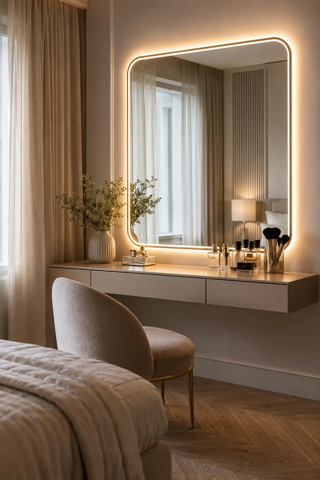 Style a Bedroom Vanity with Elegant LED Mirror Design — led mirror design