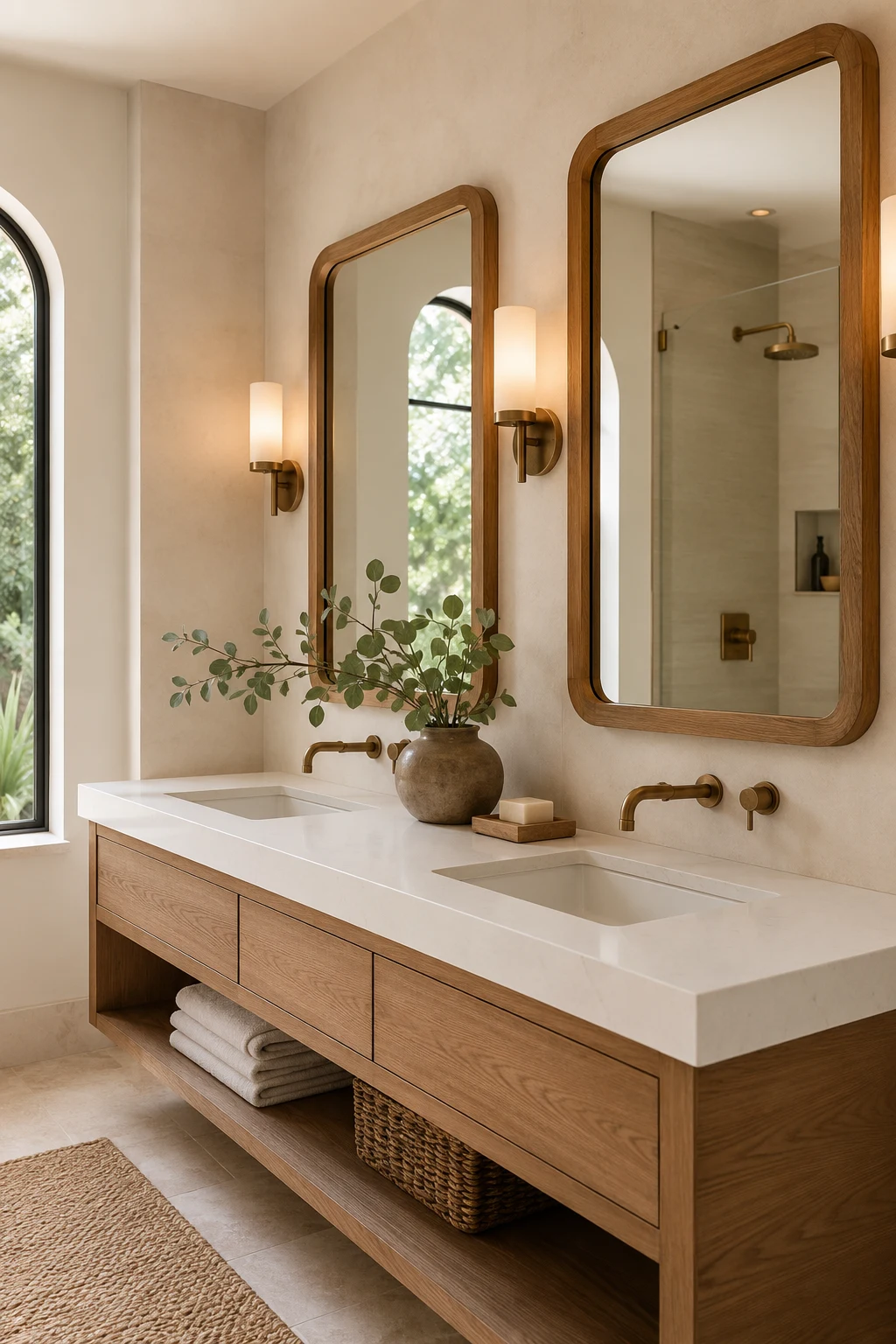 Warm Wood Frames That Add Natural Character to Your Mirror Bathroom — mirror bathroom