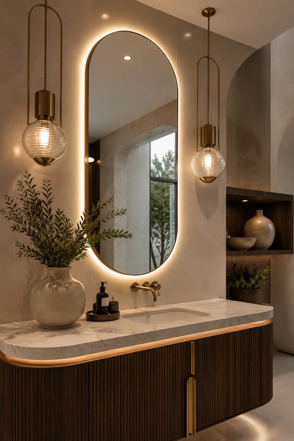 Layer Mirror Led Lighting with Decorative Fixtures — mirror led