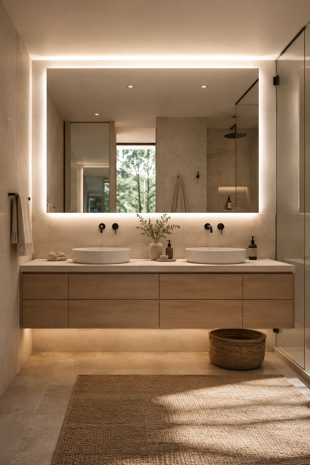 Create a Spa Bathroom with a Frameless Mirror with LED Lights — mirror with led lights