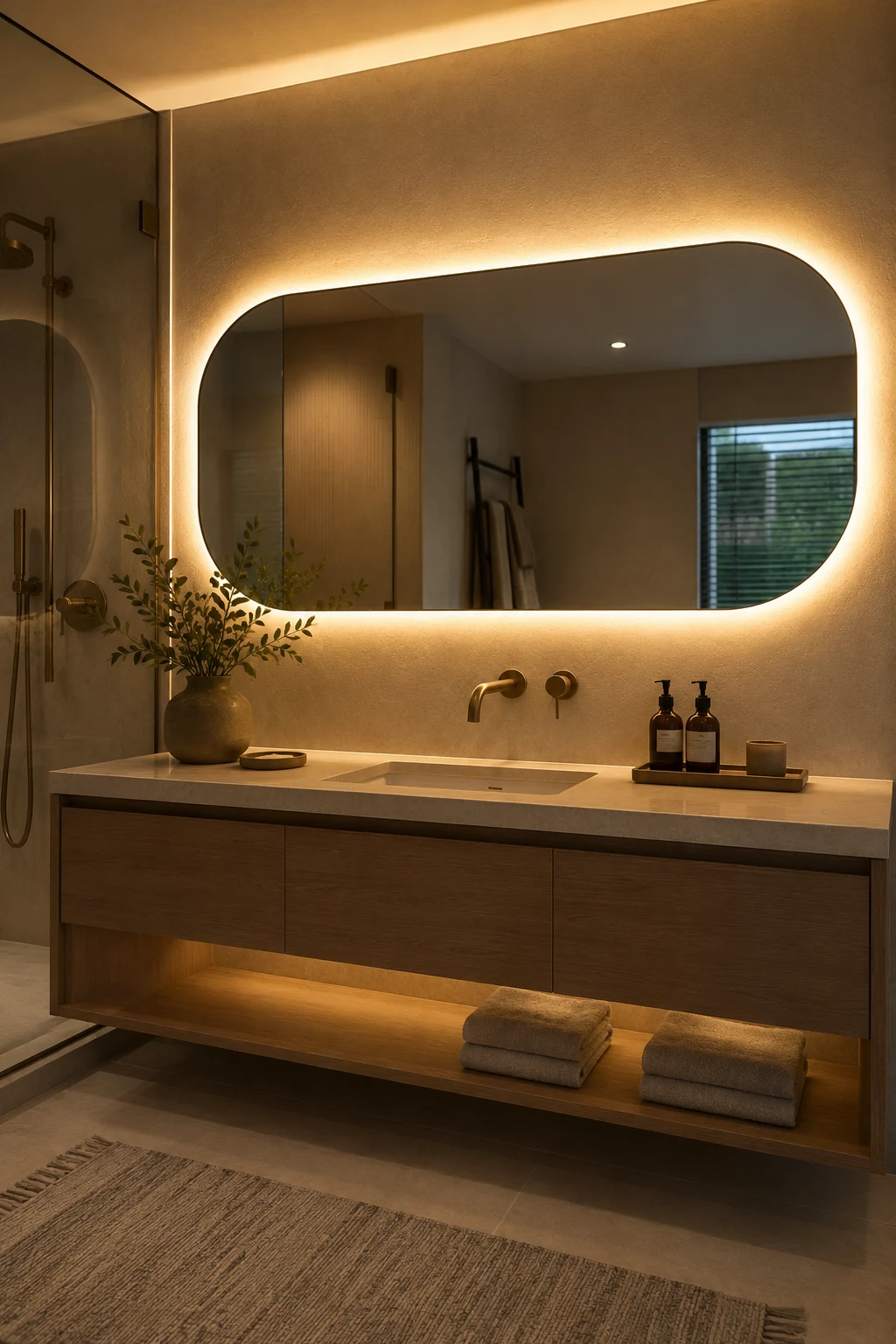 Add Warm Ambient Lighting with a Backlit Mirror with LED Lights — mirror with led lights