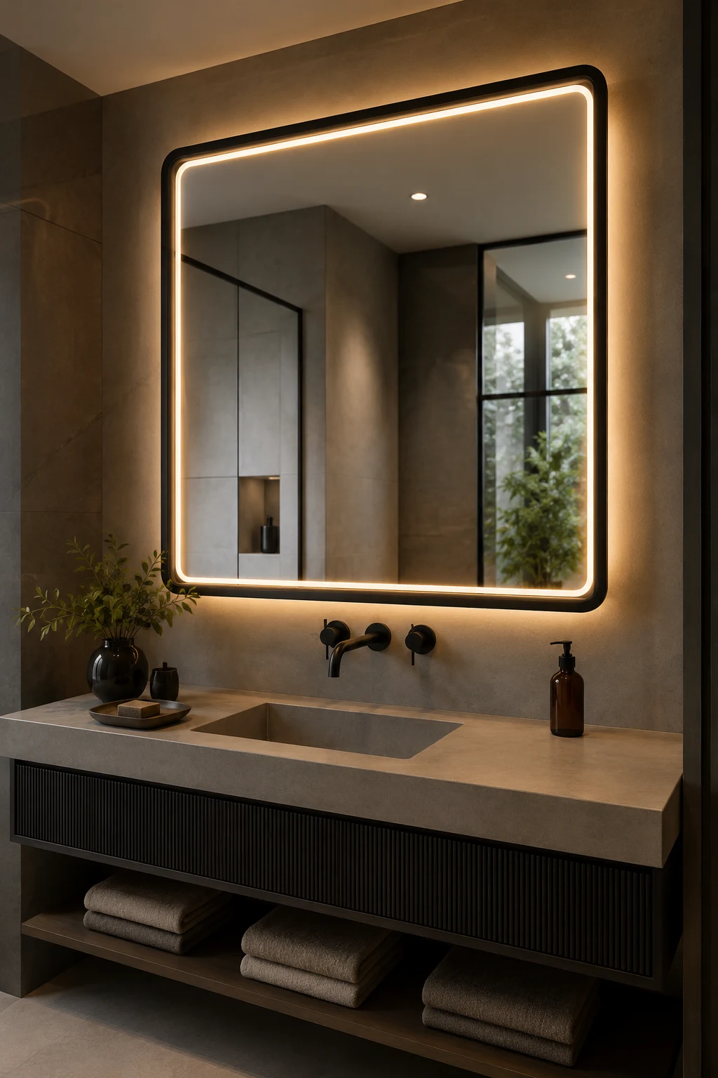 Frame Your Mirror with LED Lights Using Black Metal — mirror with led lights
