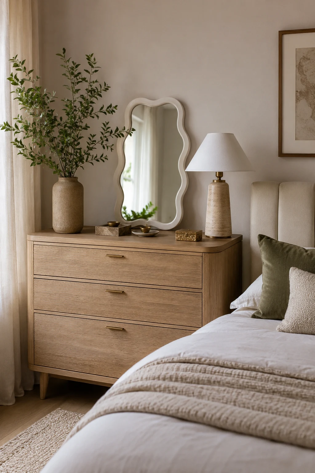 Layer a Small Wavy Mirror on Bedroom Furniture — small wavy mirror