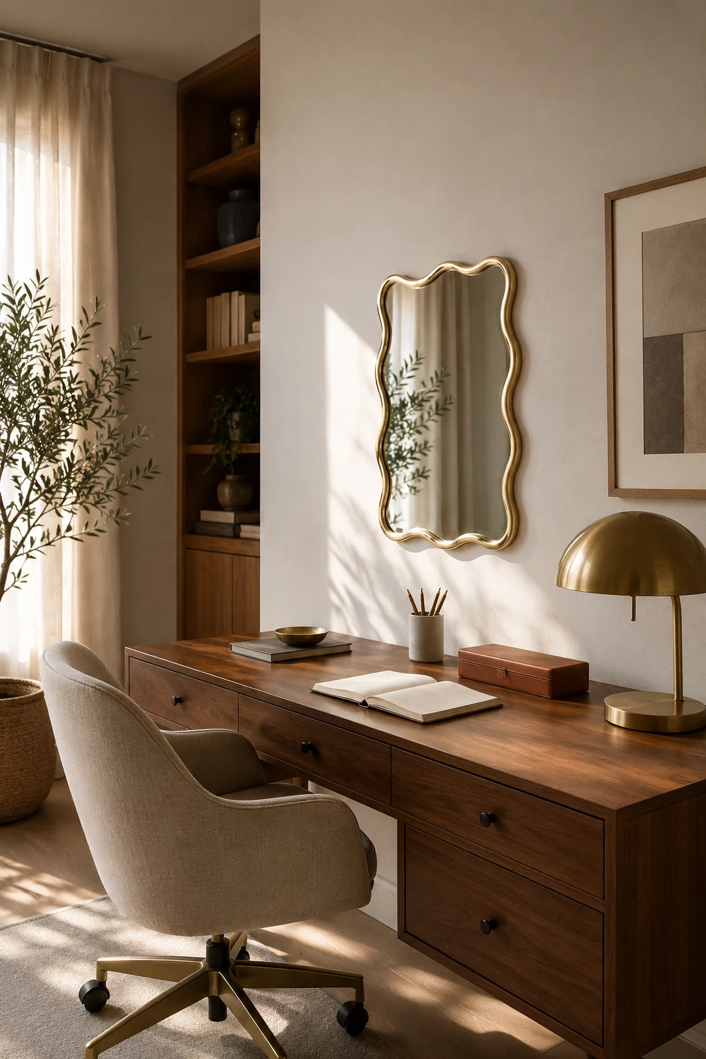 Make a Small Wavy Mirror the Star of a Home Office — small wavy mirror