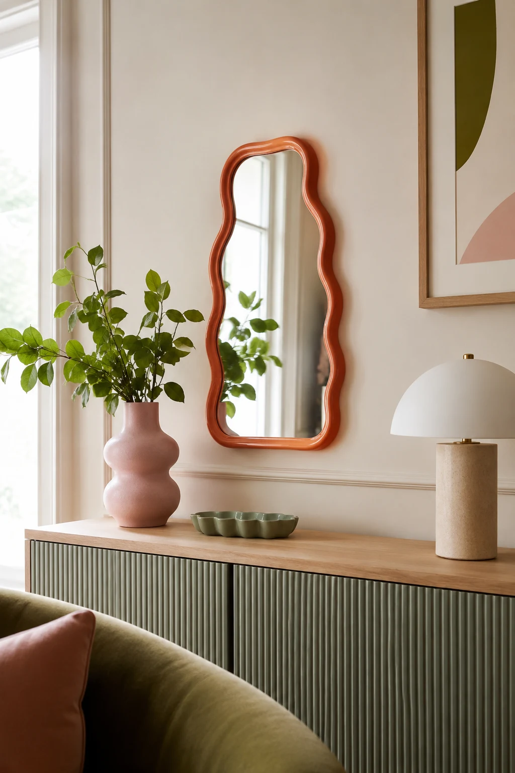 Introduce Color with a Statement Small Wavy Mirror — small wavy mirror