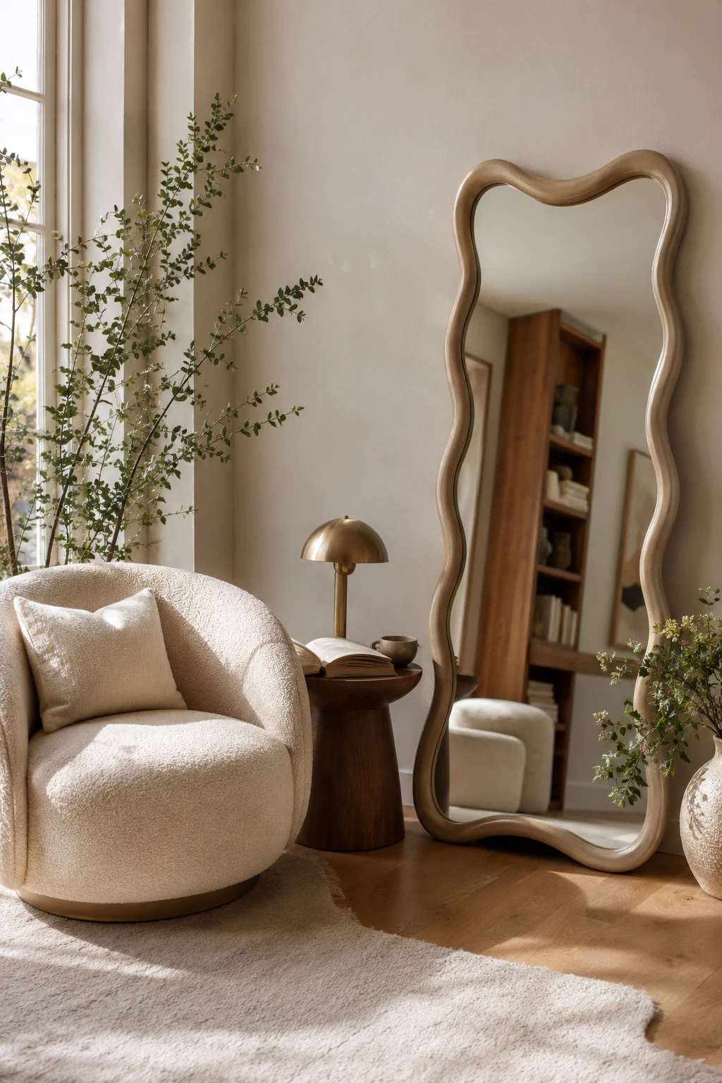 Create a Cozy Reading Corner with a Wavy Floor Mirror — wavy floor mirror