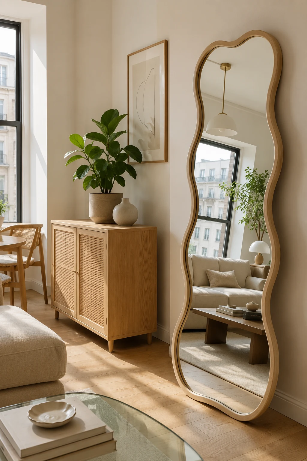 Use a Wavy Floor Mirror to Brighten Small Apartments — wavy floor mirror