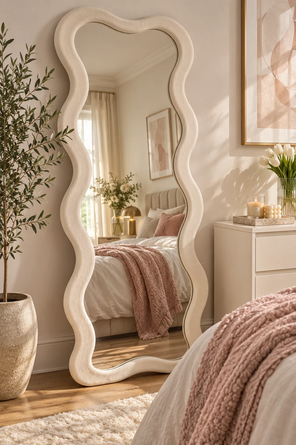 Lean an Oversized Wavy Mirror Bedroom Floor Mirror β wavy mirror bedroom