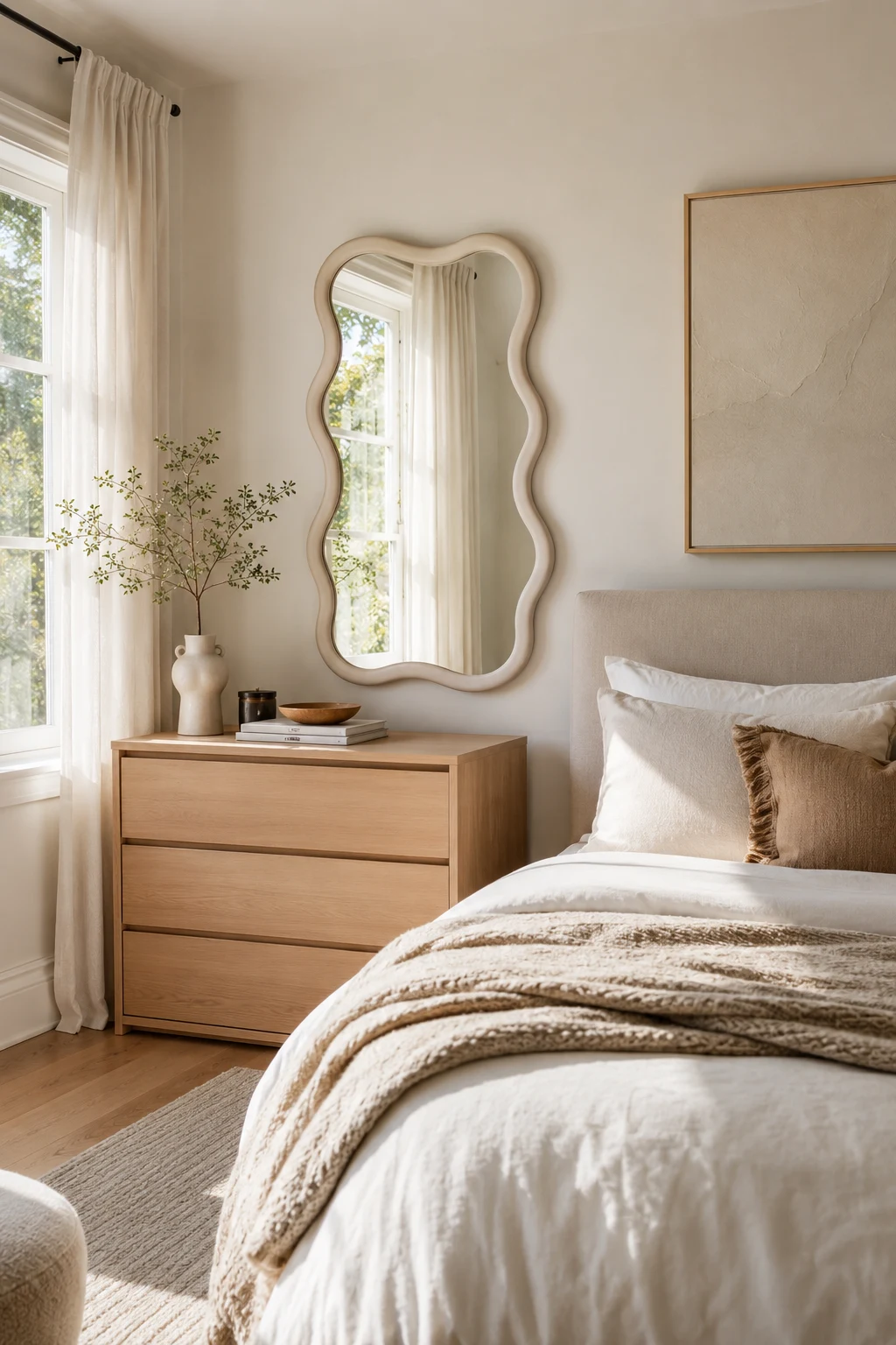 Brighten a Small Wavy Mirror Bedroom with Natural Light β wavy mirror bedroom
