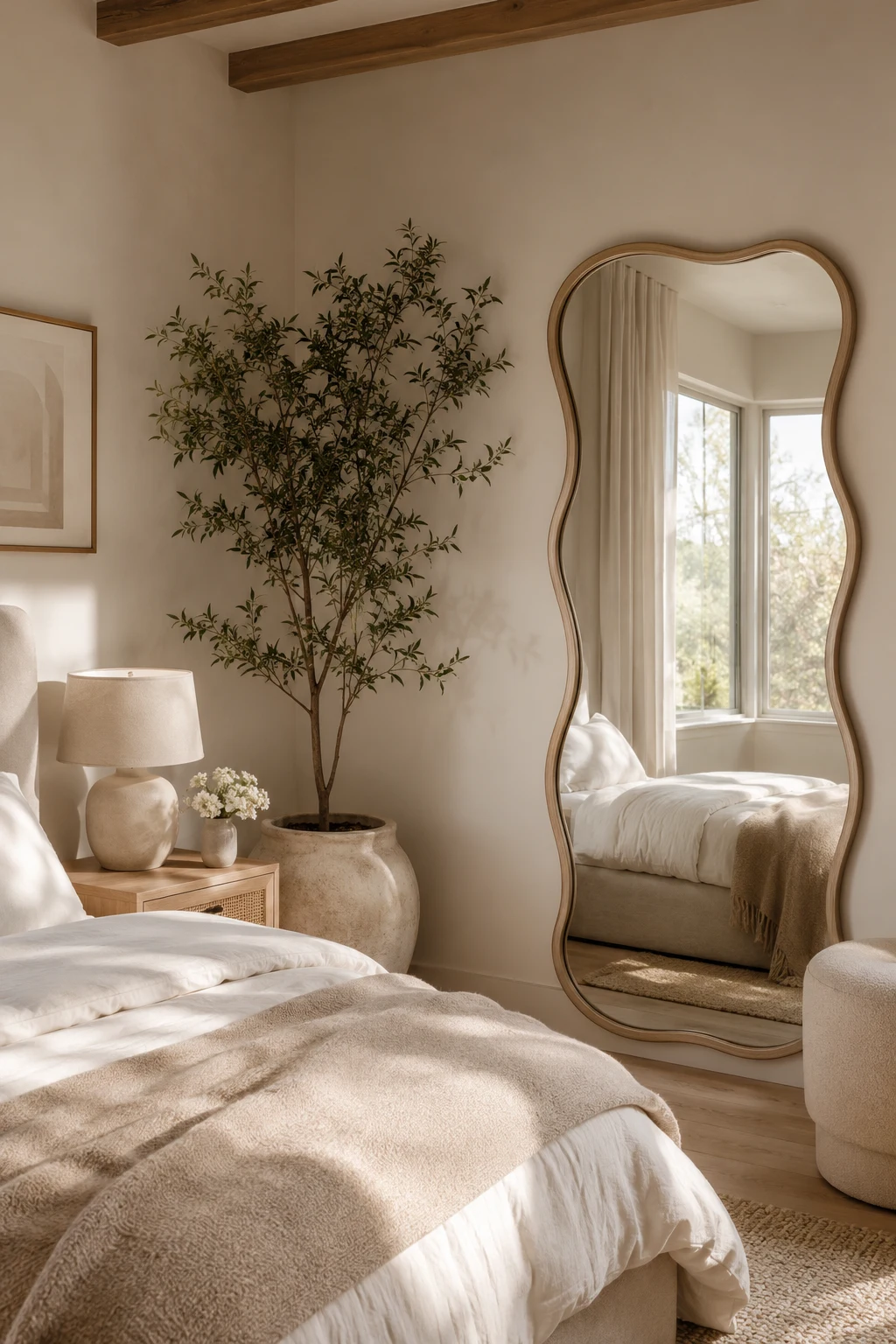 Style a Neutral Wavy Mirror Bedroom That Never Goes Out of Fashion β wavy mirror bedroom