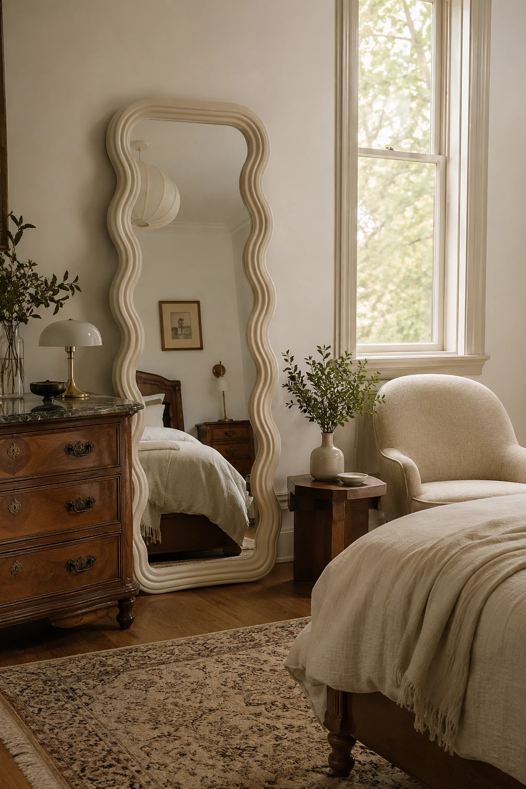 Mix Vintage Furniture into Your Wavy Mirror Bedroom β wavy mirror bedroom
