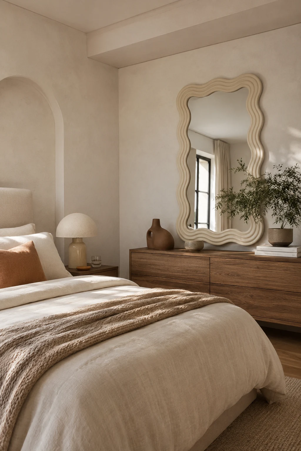 Create a Cozy Bedroom with a Wavy Mirror Frame — wavy mirror frame