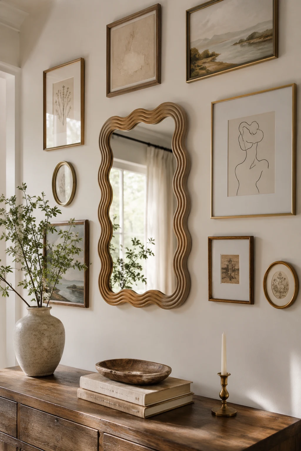 Layer a Wavy Mirror Frame into a Gallery Wall — wavy mirror frame
