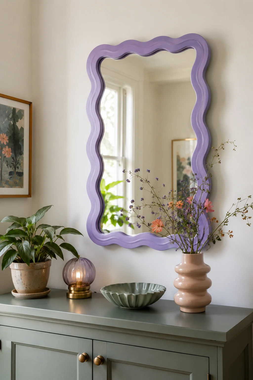 Add Color with a Painted Wavy Mirror Frame — wavy mirror frame